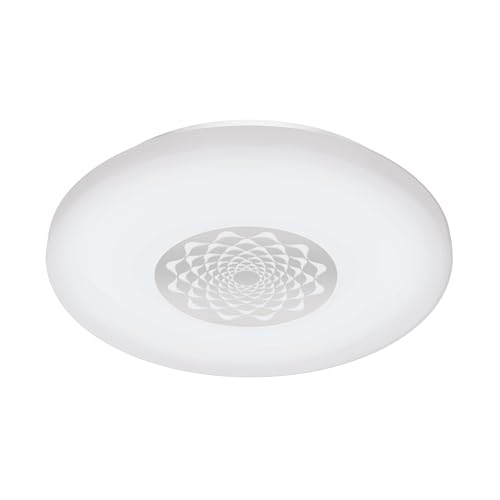 EGLO connect LED Deckenleuchte Capasso-C, Smart Home Deckenlampe, Wandlampe mit Muster, Material: Stahl, Kunststoff, Farbe: Weiß, chrom Ø: 34 cm, dimmbar, Weißtöne und Farben einstellbar von EGLO