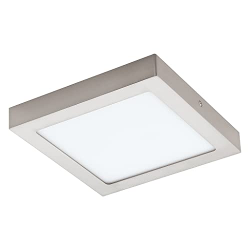 EGLO connect LED Deckenleuchte Fueva-C, Smart Home Deckenlampe, Material: Metallguss, Kunststoff, Farbe: Nickel matt, L: 22,5x22,5 cm, dimmbar, Weißtöne und Farben einstellbar von EGLO