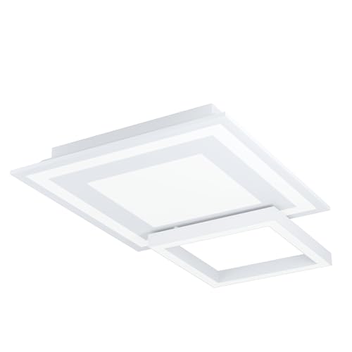 EGLO connect LED Deckenleuchte Savatarila-C, 2 flammige Wandlampe aus Stahl und Kunststoff in Weiß, Farbtemperaturwechsel (warm, neutral, kalt), RGB, dimmbar, L x B 45 cm von EGLO