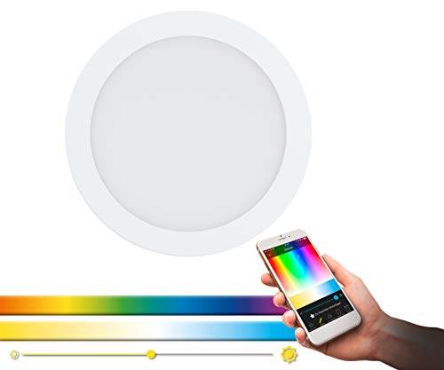 EGLO connect LED Einbauleuchte Fueva-C, Smart Home Einbaulampe, Material: Metallguss, Kunststoff, Farbe: Weiß, Ø: 22,5 cm, dimmbar, Weißtöne und Farben einstellbar von EGLO