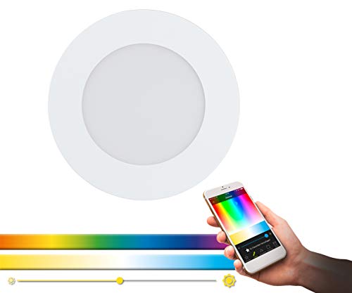 EGLO connect LED Einbauleuchte Fueva-C, Smart Home Einbaulampe, Material: Metallguss, Kunststoff, Farbe: Weiß, Ø: 12 cm, dimmbar, Weißtöne und Farben einstellbar von EGLO