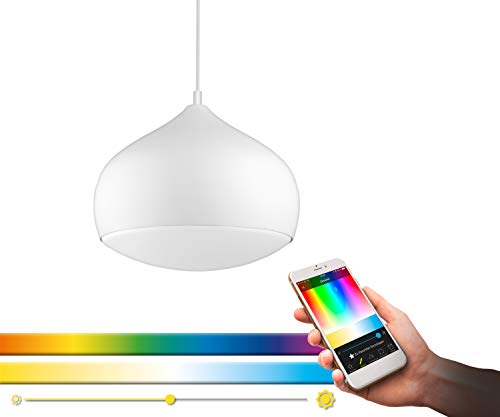 EGLO connect LED Pendelleuchte Comba-C, 1 flammige Hängelampe, Hängeleuchte aus Stahl und Kunststoff in Weiß, Farbtemperaturwechsel (warm, neutral, kalt), RGB, dimmbar von EGLO