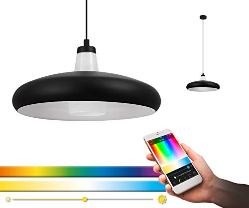 EGLO connect LED Pendelleuchte Tabanera-C, 1 flammige Hängelampe, Pendellampe aus Stahl und Glas in Schwarz, Weiß, Farbtemperaturwechsel (warm, neutral, kalt), RGB, dimmbar von EGLO