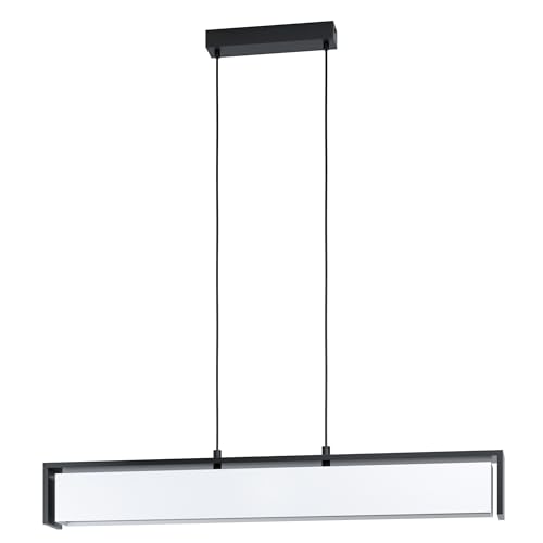 EGLO connect LED Pendelleuchte Valdelagrano-C, 1 flammige Hängelampe, Hängeleuchte aus Stahl, Holz und Textil in Schwarz, Weiß, Farbtemperaturwechsel (warm, neutral, kalt), RGB, dimmbar, L 100 cm von EGLO