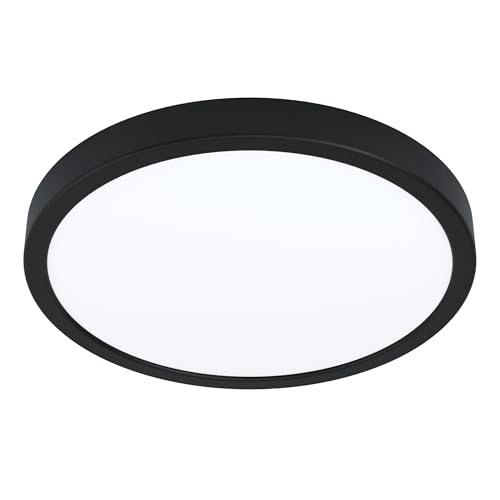 EGLO connect.z Smart-Home LED Bad-Deckenlampe Fueva-Z, Ø 28,5 cm, ZigBee, App und Sprachsteuerung Alexa, Lichtfarbe (warmweiß-kaltweiß), dimmbar, Alu Aufbauleuchte schwarz, IP44 von EGLO