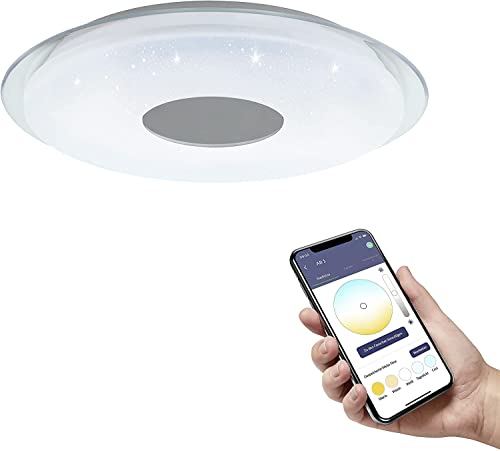 EGLO connect.z Smart-Home LED Deckenleuchte Lanciano-Z, Sternenhimmel Deckenlampe Ø 45 cm, ZigBee, App und Sprachsteuerung Alexa, Lichtfarbe einstellbar (warmweiß-kaltweiß), dimmbar von EGLO