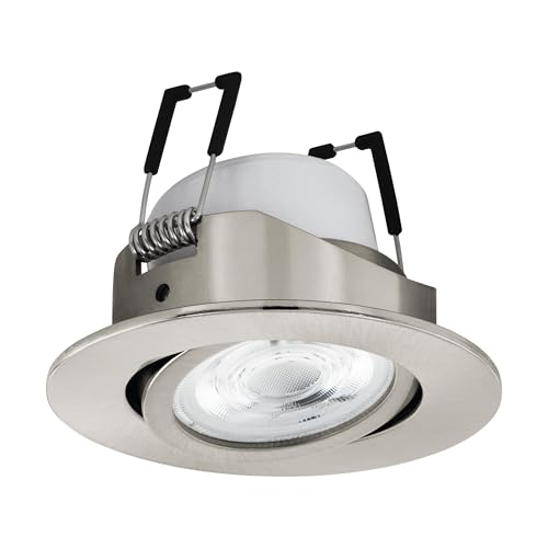 EGLO connect.z Smart-Home LED Einbaustrahler Saliceto-Z, Ø 88 mm, ZigBee, App und Sprachsteuerung Alexa, Lichtfarbe (warmweiß-kaltweiß), RGB, dimmbar, Alu Einbauspot nickel-matt von EGLO