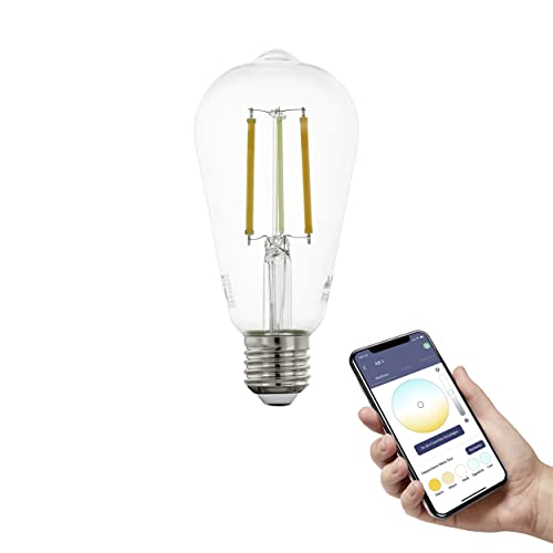 EGLO connect.z Smart-Home LED Leuchtmittel E27, ST64, ZigBee, App und Sprachsteuerung Alexa, dimmbar, Lichtfarbe einstellbar (warmweiß-kaltweiß), 700 Lumen, 6 Watt, Vintage-Glühbirne klar von EGLO