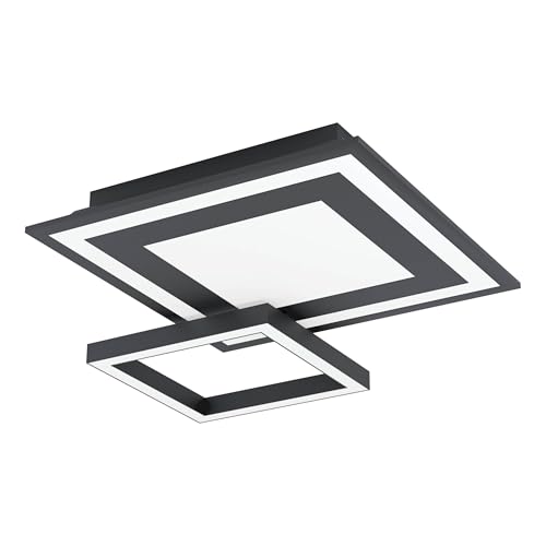 EGLO connect.z Smart-Home LED Panel Savatarila-Z, ZigBee, App und Sprachsteuerung Alexa, Lichtfarbe einstellbar (warmweiß-kaltweiß), RGB, dimmbar, Metall Deckenlampe schwarz von EGLO