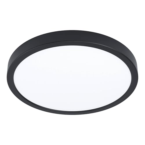 EGLO connect.z Smart-Home LED Bad Deckenlampe Fueva 6-Z, Ø 38,9 cm, ZigBee, App und Sprachsteuerung Alexa, Lichtfarbe (warmweiß-kaltweiß), dimmbar, Deckenleuchte Badezimmer schwarz, IP44 von EGLO