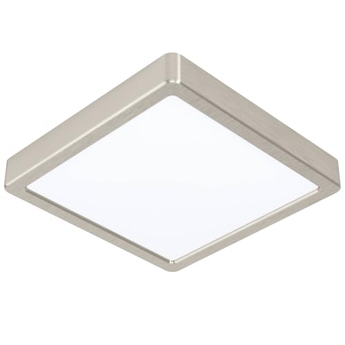 EGLO connect.z Smart-Home LED Bad-Deckenlampe Fueva-Z, L x B 21 cm, ZigBee, App und Sprachsteuerung Alexa, Lichtfarbe (warmweiß-kaltweiß), dimmbar, Metall Aufbauleuchte nickel-matt, IP44 von EGLO