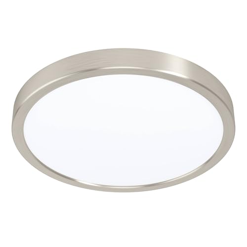 EGLO connect.z Smart-Home LED Bad-Deckenlampe Fueva-Z, Ø 28,5 cm, ZigBee, App und Sprachsteuerung Alexa, Lichtfarbe (warmweiß-kaltweiß), dimmbar, Alu Aufbauleuchte nickel-matt, IP44 von EGLO