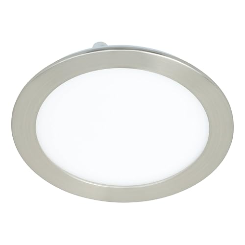 EGLO connect.z Smart-Home LED Bad-Einbaustrahler Fueva-Z, ultra flach, Ø 165 mm, ZigBee, App und Sprachsteuerung Alexa, Lichtfarbe (warmweiß-kaltweiß), dimmbar, Metall Einbauspot nickel-matt, IP44 von EGLO