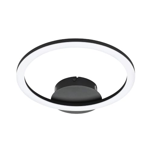 EGLO connect.z Smart-Home LED Deckenlampe Parrapos-Z, ZigBee, App und Sprachsteuerung Alexa, Lichtfarbe einstellbar (warmweiß-kaltweiß), dimmbar, Deckenleuchte schwarz weiß, 34 x 30 cm von EGLO