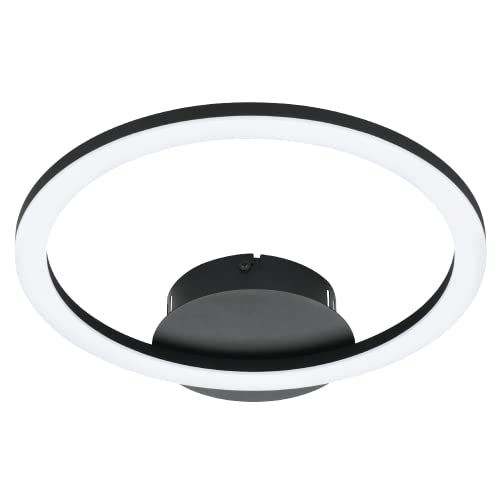 EGLO connect.z Smart-Home LED Deckenlampe Parrapos-Z, ZigBee, App und Sprachsteuerung Alexa, Lichtfarbe einstellbar (warmweiß-kaltweiß), dimmbar, Deckenleuchte schwarz weiß, 34 x 30 cm von EGLO