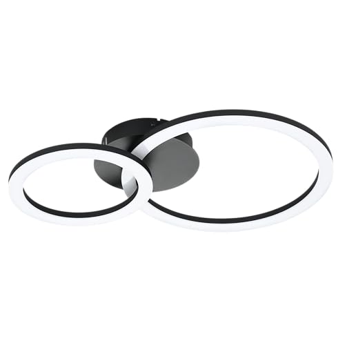 EGLO connect.z Smart-Home LED Deckenlampe Parrapos-Z, ZigBee, App und Sprachsteuerung Alexa, Lichtfarbe einstellbar (warmweiß-kaltweiß), dimmbar, Deckenleuchte schwarz weiß, 45 x 30 cm von EGLO