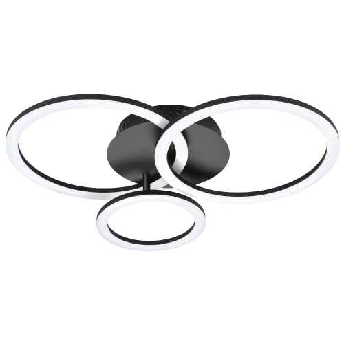 EGLO connect.z Smart-Home LED Deckenlampe Parrapos-Z, ZigBee, App und Sprachsteuerung Alexa, Lichtfarbe einstellbar (warmweiß-kaltweiß), dimmbar, Deckenleuchte schwarz weiß, 55 x 45 cm von EGLO