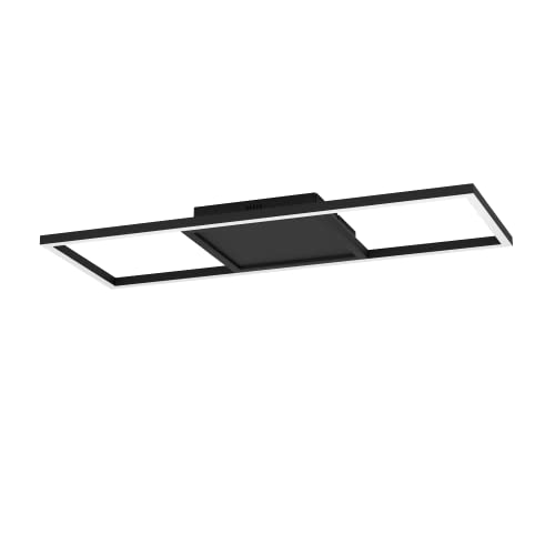 EGLO connect.z Smart Home LED Deckenleuchte Calagrano-Z, ZigBee, App und Sprachsteuerung Alexa, warmweiß-kaltweiß, RGB Backlight, dimmbare Metall Deckenlampe in Schwarz, 64 x 24 cm von EGLO