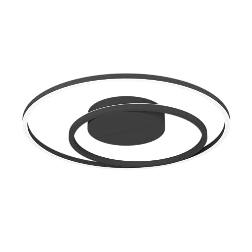 EGLO connect.z Smart Home LED Deckenleuchte Calagrano-Z, ZigBee, App und Sprachsteuerung Alexa, warmweiß-kaltweiß, RGB Backlight, dimmbare Metall Deckenlampe in Schwarz, Ø 45 cm von EGLO