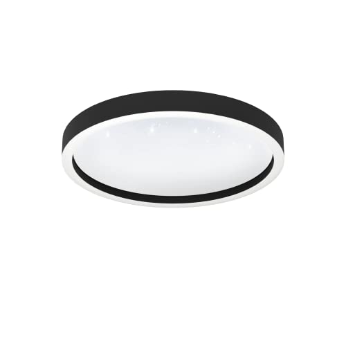 EGLO connect.z Smart Home LED Deckenleuchte Montemorelos-Z mit Kristall-Effekt, ZigBee, App und Sprachsteuerung Alexa, warmweiß-kaltweiß, RGB, dimmbare Deckenlampe in Schwarz, Ø 42 cm von EGLO