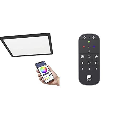 EGLO connect.z Smart-Home LED Deckenleuchte Rovito-Z, 29,5 cm, inkl. Fernbedienung, Sprachsteuerung Alexa, Lichtfarbe einstellbar (warmweiß-kaltweiß), RGB Backlight, dimmbar, Deckenlampe schwarz von EGLO