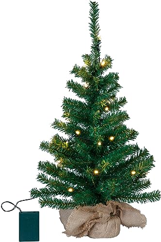 EGLO künstlicher Weihnachtsbaum 60 cm für innen, Deko-Tannenbaum mit LED-Beleuchtung warmweiß und Timer, batteriebetriebener Kunstbaum von EGLO