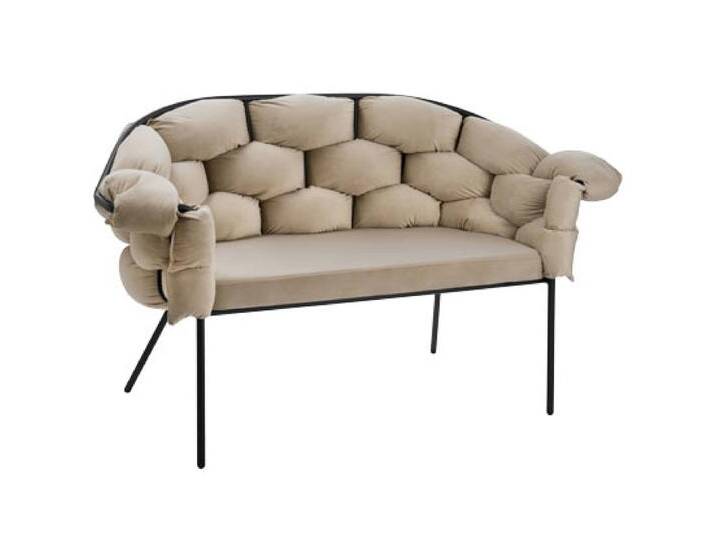 Eglo 2er-Sofa »Manambolosy« - 130x80x65cm - schwarz - Polyester / Schaumstoff / Metall von EGLO
