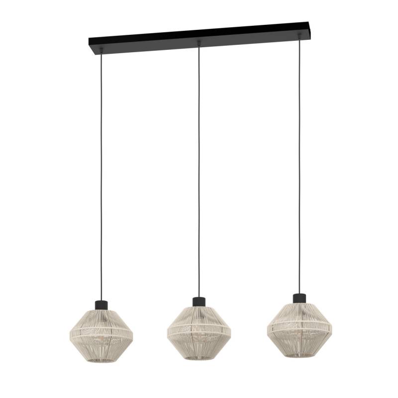 Eglo 3er Hängeleuchte Midsumer schwarz creme 92 x 22 x 110 cm E27 von EGLO
