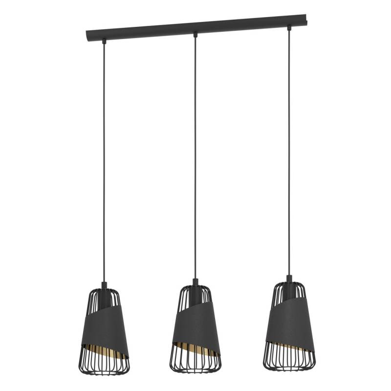 Eglo 3er Pendelleuchte Austell schwarz-gold 76,5 x 16,5 cm E27, max. 60 W von EGLO