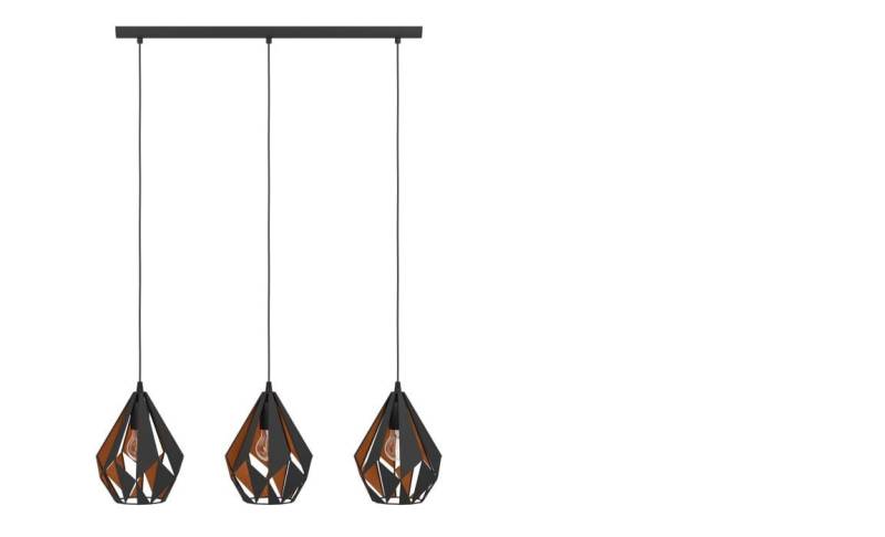 Eglo 3er Pendelleuchte Carlton 1 schwarz-kupfer 80,5 x 20,5 cm E27 von EGLO