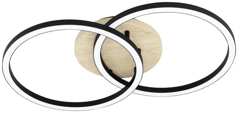 Eglo Connect LED Deckenleuchte Lomaltas-Z schwarz Holz 58 x 35 cm von EGLO