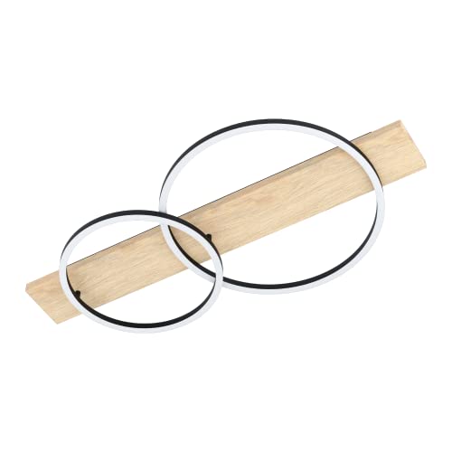 EGLO LED Deckenleuchte Boyal, 2 flammige Deckenlampe aus Holz, Metall, Kunststoff, Wohnzimmerlampe in Natur, Schwarz, Weiß, LED Flurlampe Decke warmweiß, L 78 cm EGLO LED Deckenleuchte Boyal, 2 flammige Deckenlampe aus Holz, Metall, Kunststoff, Wohnzimmerlampe in Natur, Schwarz, Weiß, LED Flurlampe Decke warmweiß, L 78 cm von EGLO