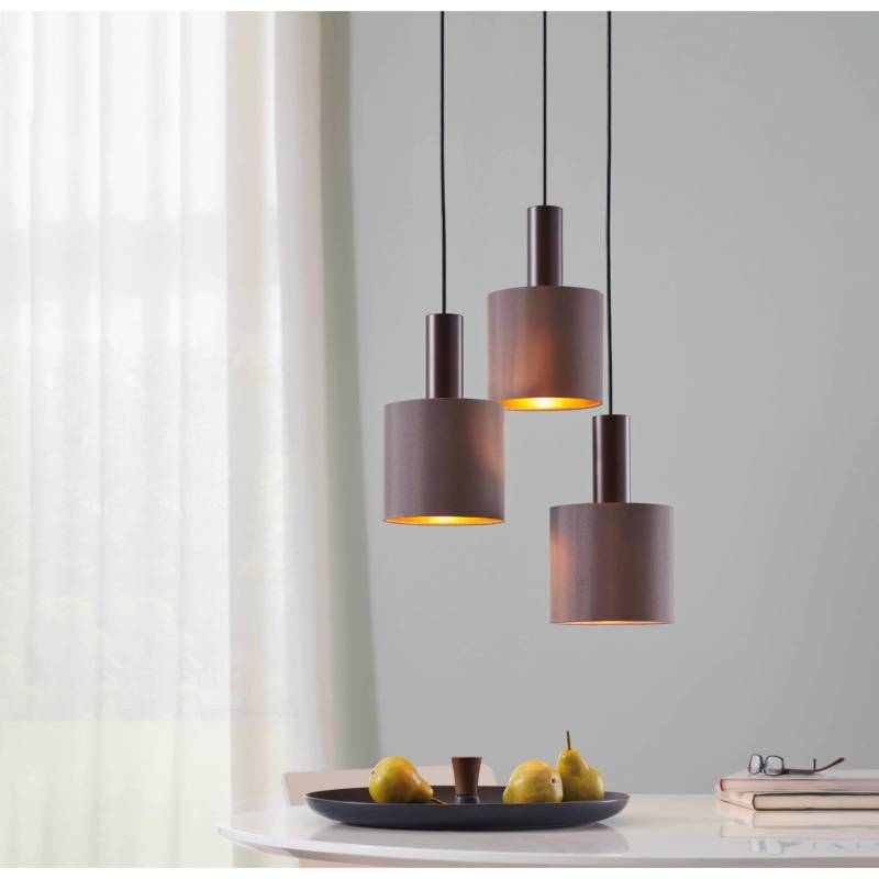 Eglo Hängeleuchte Concessa 1 3-flammig E27 60W Dunkelbraun-Cappuccino-Gold von EGLO