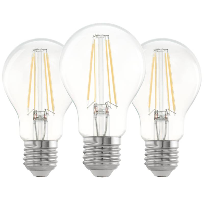 Eglo LED Leuchtmittel E27 A60 7W, 806 lm, 3000K, warmweiß, klar, 3er Set von EGLO