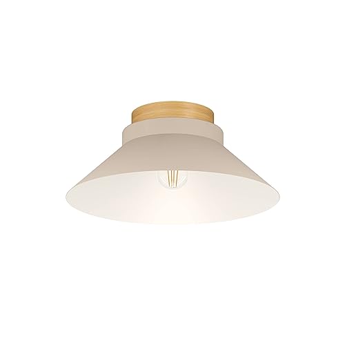 EGLO Deckenlampe Moharras, Deckenleuchte im Skandi und Boho Design, FSC100HB, Wohnzimmerlampe aus Holz in Natur und Metall in Sandfarben, Lampe Decke, Flurlampe mit E27 Fassung von EGLO