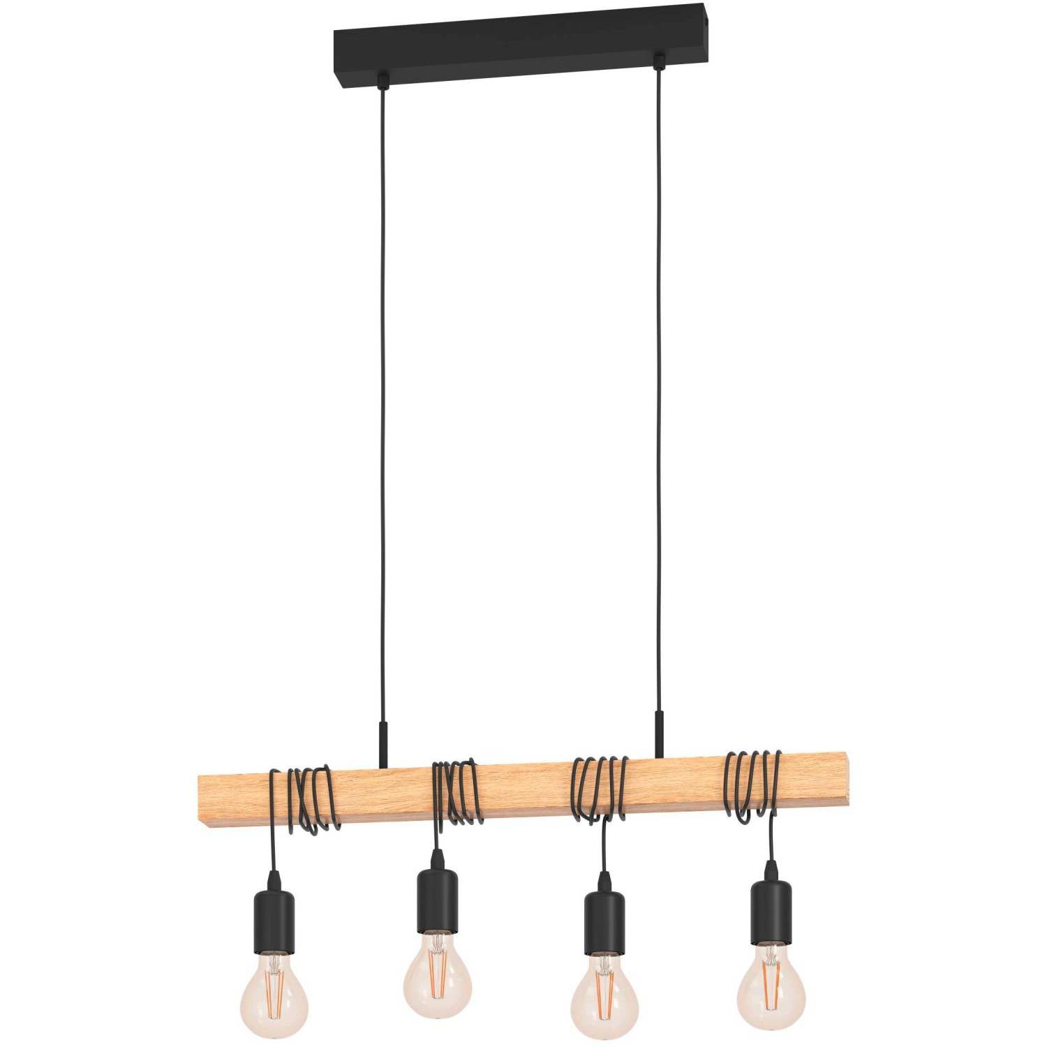 Eglo Pendelleuchte Townshend Schwarz-Eiche 70 cm x 10,5 cm x 110 cm Eglo Pendelleuchte Townshend Schwarz-Eiche 70 cm x 10,5 cm x 110 cm von EGLO
