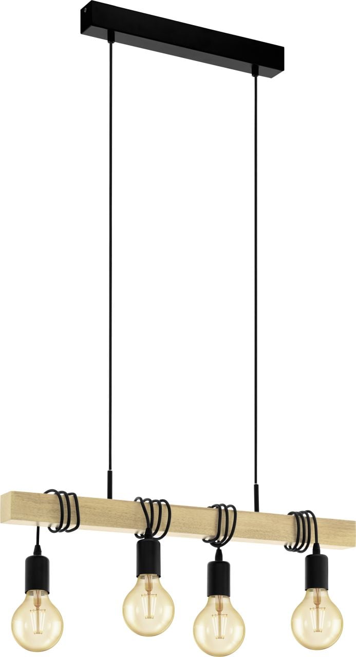 Eglo Pendelleuchte Townshend schwarz-braun 70 x 10,5 cm E27, max. 60 W von EGLO