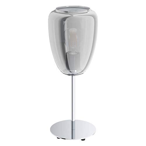 Eglo Rauchglas Tischleuchte ALOBRASE chrom schwarz-transparent Ø15cm H:41cm von EGLO