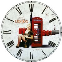 Retro Design Wand Uhr London Deko Zeit Anzeige Römische Zahlen Telefonzelle von EGLO