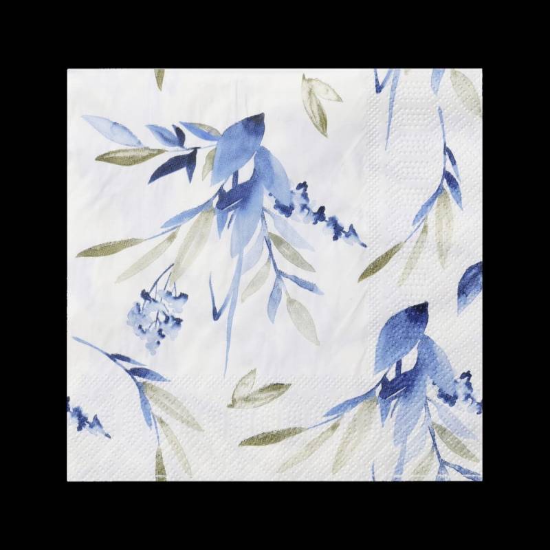 Eglo Servietten Blätter/Blüten Pasig 17 x 8 cm weiß blau- 20er Pack von EGLO