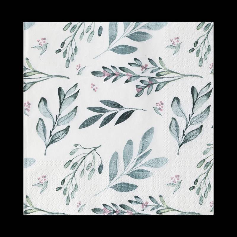 Eglo Servietten Motiv Blätter Mahuli blau weiß 17 x 17 cm - 20er Pack von EGLO