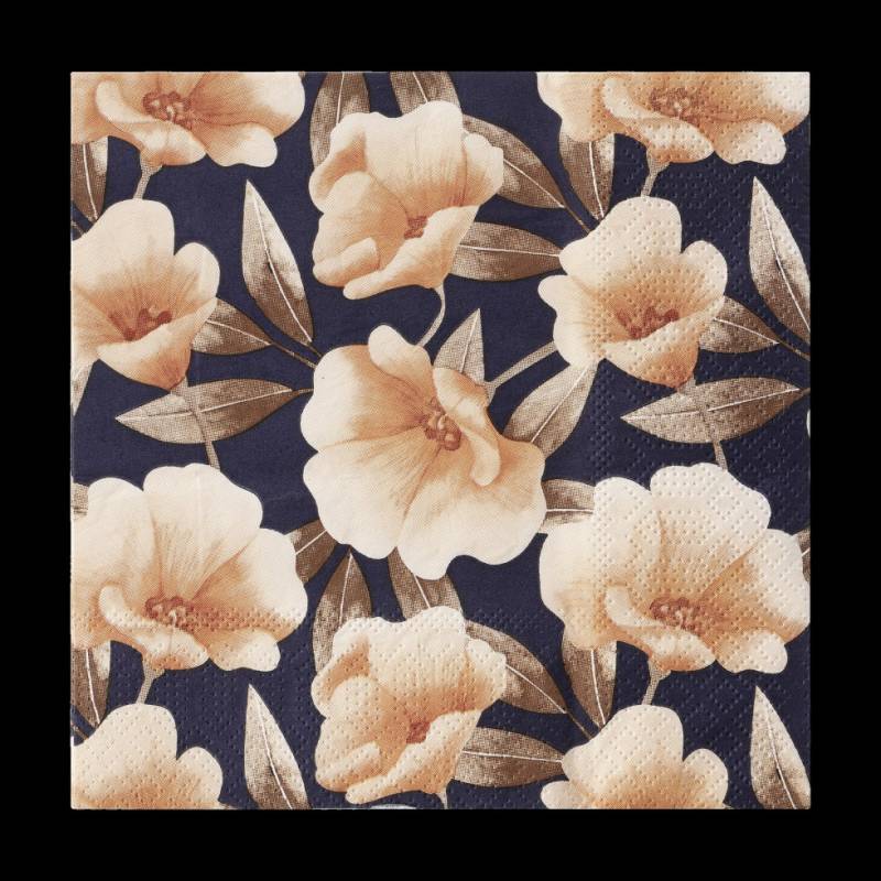 Eglo Servietten Motiv Blüten Mahuli blau apricot 17 x 17 cm - 20er Pack von EGLO