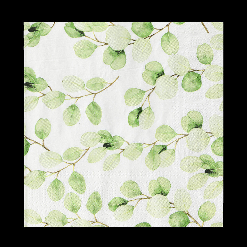 Eglo Servietten Motiv Grüne Blätter Mahuli grün weiß 17 x 17 cm - 20er Pack von EGLO