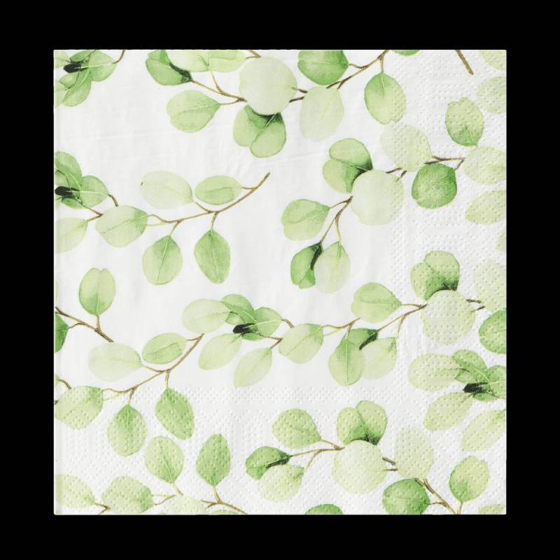 Eglo Servietten Motiv Grüne Blätter Mahuli grün weiß 17 x 17 cm - 20er Pack von EGLO