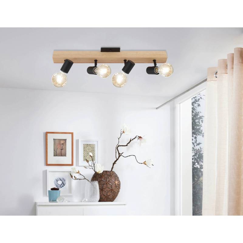 Eglo Spotleuchte Townshend 3 4-flammig Schwarz-Braun E27 60 W von EGLO