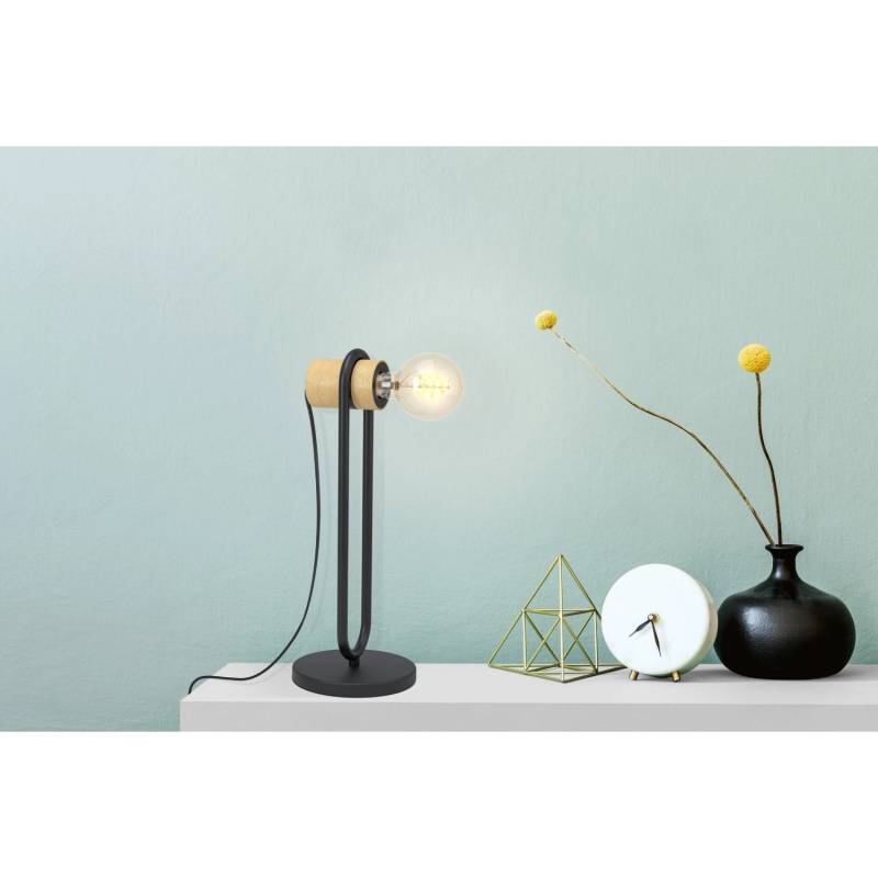Eglo Tischleuchte Chieveley 1-flammig Schwarz-Braun E27 28 W von EGLO