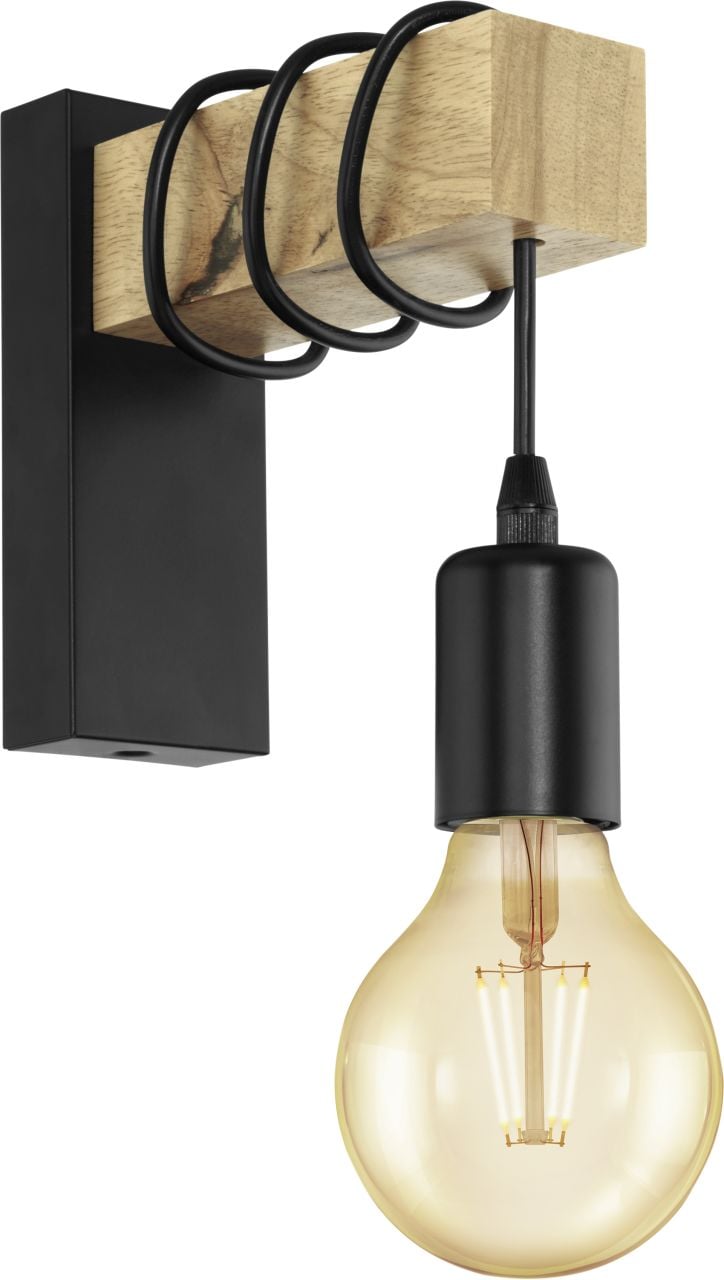 Eglo Wandleuchte Townshend schwarz-braun 21,5 x 6,5 cm E27, max. 60 W von EGLO