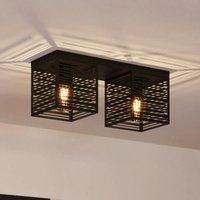 Neuwertig] Eglo Deckenlampe Deckenleuchte Leuchte Piedritas Zwei Schwarze Quaderschirme B-Ware von EGLO