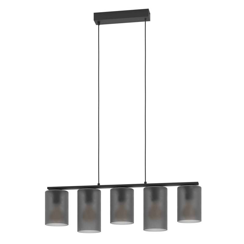 Hängelampe Colomera, Länge 80 cm schwarz/grau, 5-flg., Glas von EGLO