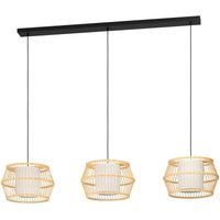Hängelampe Monterroso, 3-flammige Pendelleuchte Esstisch, Esszimmerlampe aus Bambus in Natur, Textil in Weiß und Metall in Schwarz, Holz Hängeleuchte Hängelampe Monterroso, 3-flammige Pendelleuchte Esstisch, Esszimmerlampe aus Bambus in Natur, Textil in Weiß und Metall in Schwarz, Holz Hängeleuchte von EGLO